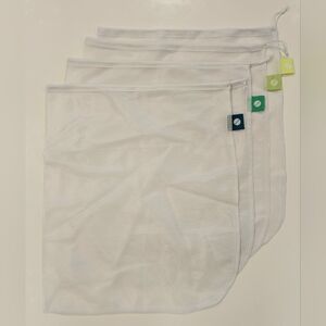 Flip & Tumble Reusable Produce Bags SET OF 4 White Poly 12" x 14" BPA Free